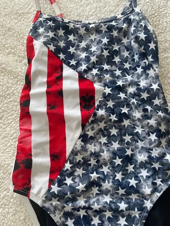 Jolyn American Flag Stars & Stripes One-Piece Swimsuit Red White Blue Jackson 3 - Picture 8 of 10